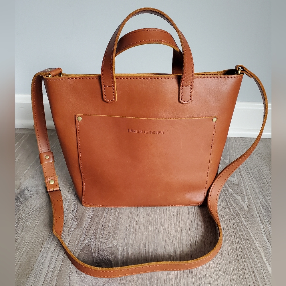 Portland Leather Goods Mini Crossbody Tote in Honey